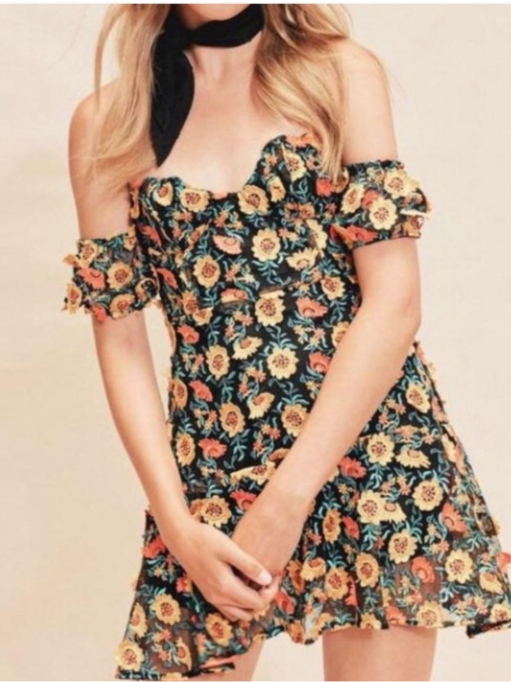For Love And Lemons Amelia Sunflower Mini Dress - Picture 9 of 10